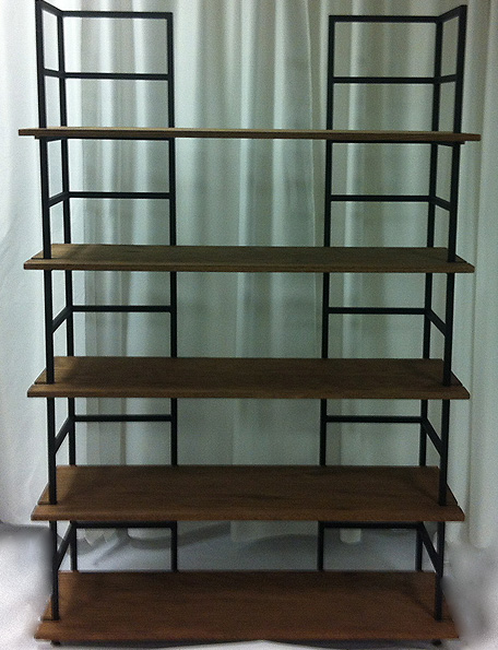 Item #305 Black Iron Unit with Wooden Shelves