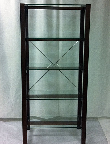 Item #306 Espresso Wood Unit with Glass Shelves